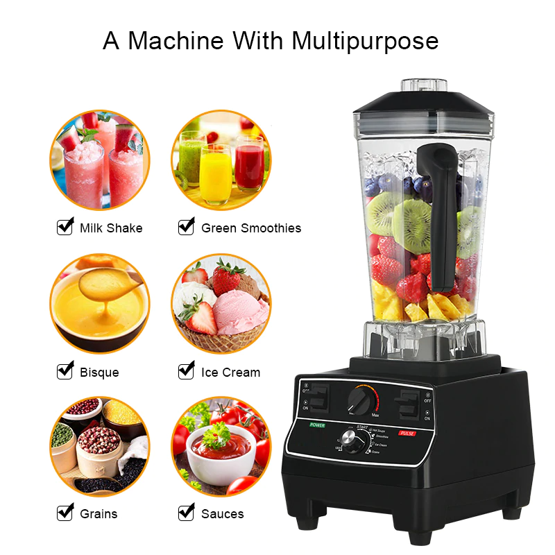 Professional Countertop Blender for Kitchen Max 2200W High Power Home and Commercial Blender with Timer