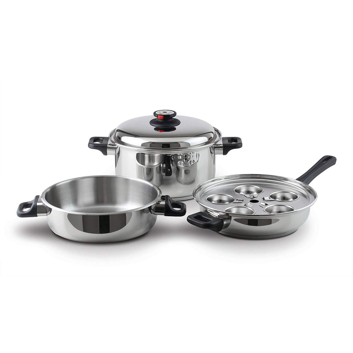 Maxam 9-Element Waterless Cookware Set, Durable Stainless Steel  Construction with Heat and Cold Resistant Handles, 17-Pieces 