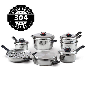 Heavy Duty Waterless Cookware Set, Steel Construction with Heat & Cold Resistant Handles, 17-Pieces-The H2O™ Water Bottles-The H2O™ Water Bottles - Buy Now Order For Sale Best Price Online Shop Purchase Review Amazon Walmart Best Buy Free Shipping