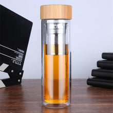 Load image into Gallery viewer, Portable Double Wall Glass Tea Infuser Bottle with Stainless Steel Filter | Travel Size Mug 15 oz-The H2O™ Water Bottles-The H2O™ Water Bottles - Buy Now Order For Sale Best Price Online Shop Purchase Review Amazon Walmart Best Buy Free Shipping