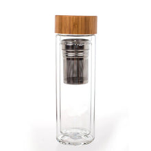 Load image into Gallery viewer, Portable Double Wall Glass Tea Infuser Bottle with Stainless Steel Filter | Travel Size Mug 15 oz-The H2O™ Water Bottles-The H2O™ Water Bottles - Buy Now Order For Sale Best Price Online Shop Purchase Review Amazon Walmart Best Buy Free Shipping