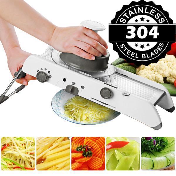 Professional Stainless steel mandoline with 4 blade blocks and a safety  pusher 15.7 x 5.3 x