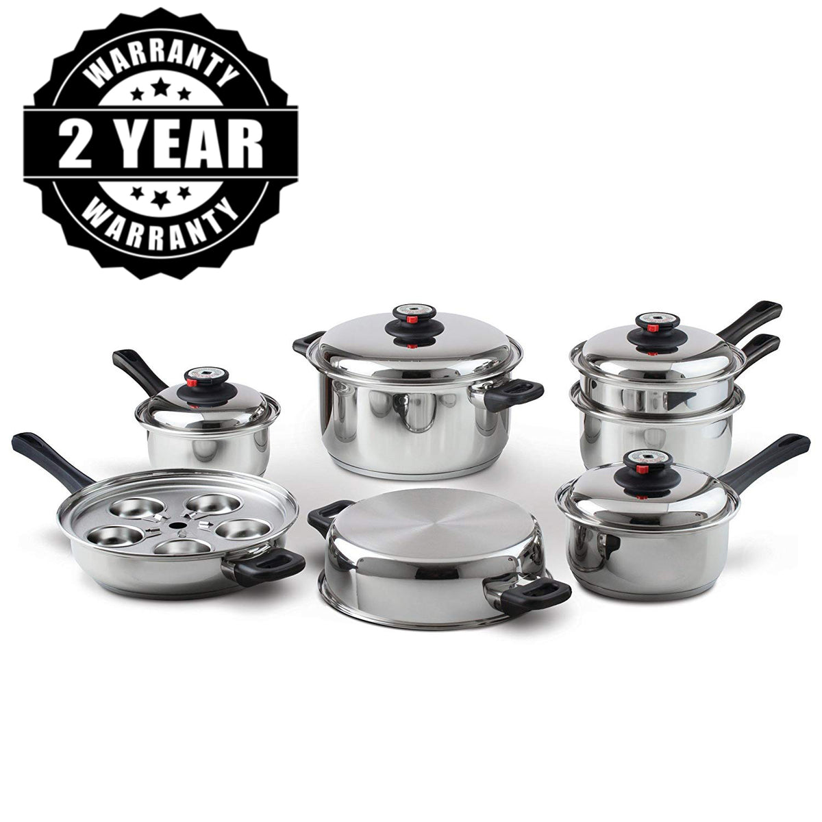 17pc Heavy-gauge T304 Stainless Steel Cookware Set KT172