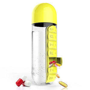 The H2O™ BPA Free Water Bottle With Daily Pill Organizer Box 20 oz-The H2O Water Bottles-Yellow-The H2O™ Water Bottles - Buy Now Order For Sale Best Price Online Shop Purchase Review Amazon Walmart Best Buy Free Shipping
