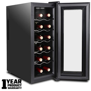 2020 New Design Blue Interior Light Thermostatic Wine Cooler / Refrigerator with Digital Touch Screen Commercial & Home | Freestanding Champagne Chiller Counter Top Wine Cellar with Temperature Display | Adjustable Temperature Wine Cabinet | Stand Alone Wine Cooler Rack | Glass Bottle Best Wine Refrigerator Buy Online
