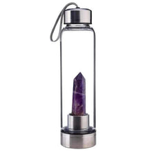 Load image into Gallery viewer, 2021 New Stones Best Natural Quartz Gemstone Infuser Glass Water Bottle | Crystal Elixir Gem | Portable Non-Toxıc Amethyst Stone for Infusion, Increase Energy. Buy Online Best Crystal Infused Water Bottle Order Best Price Leak Proof Design Amazon Best Buy Ebay Walmart Water Bottle with Crystal Stone Attachment Delivery USA UK Canada Australia Earth Elements Healing Crystal Water Soji Etsy