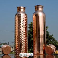 Load image into Gallery viewer, Handmade Pure Copper Thermos Travel Water Bottle | Ayurveda Copper Vessel | Hammered &amp; Smooth 34 oz-The H2O™ Water Bottles-The H2O™ Water Bottles - Buy Now Order For Sale Best Price Online Shop Purchase Review Amazon Walmart Best Buy Free Shipping