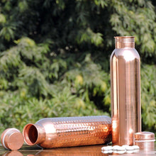 Load image into Gallery viewer, Handmade Pure Copper Thermos Travel Water Bottle | Ayurveda Copper Vessel | Hammered &amp; Smooth 34 oz-The H2O™ Water Bottles-The H2O™ Water Bottles - Buy Now Order For Sale Best Price Online Shop Purchase Review Amazon Walmart Best Buy Free Shipping