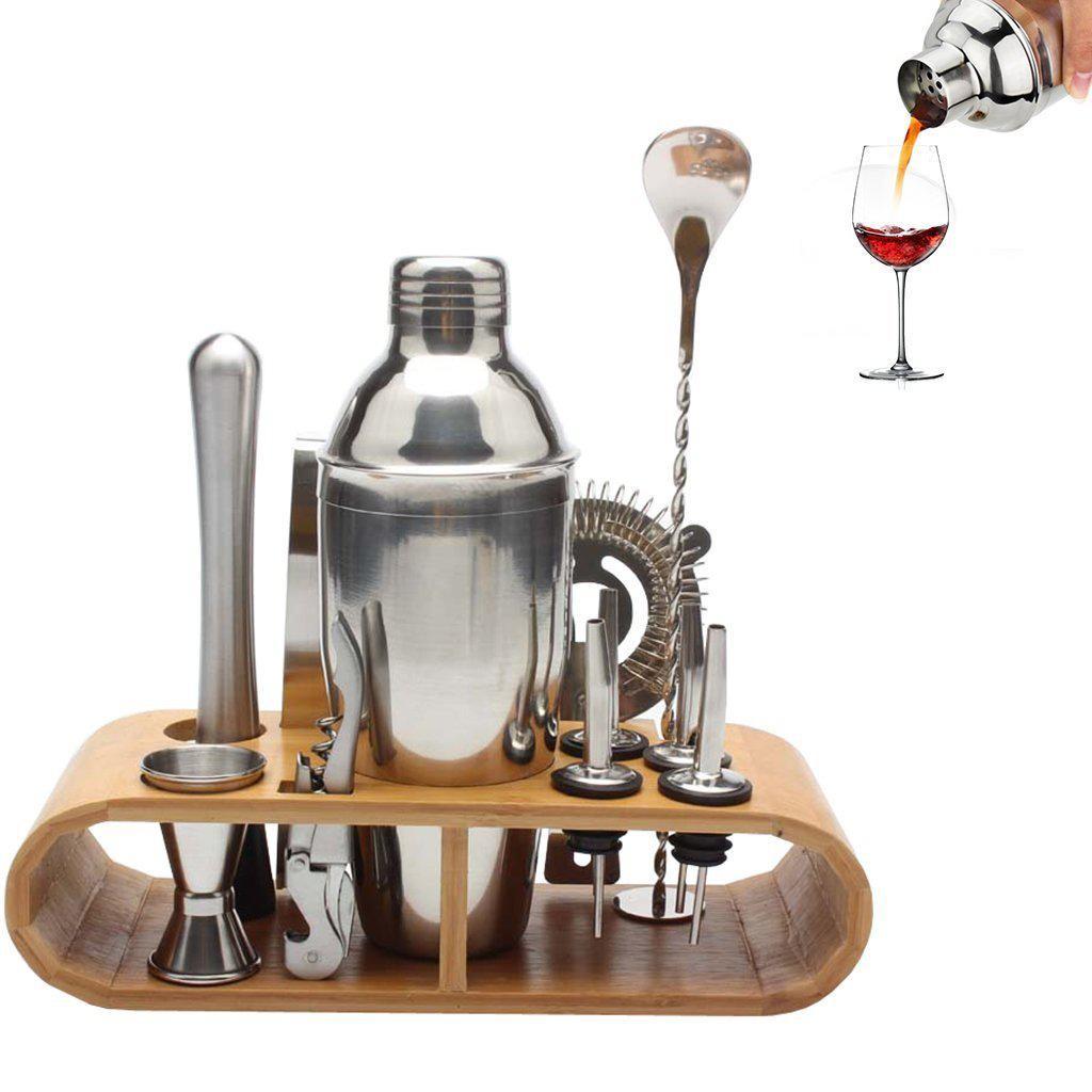 Bartender Kit with Case, Stainless Steel Bartender Tools Kit, Wine Gla