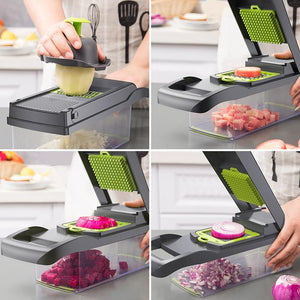2019 New High Quality German Blades Multi Function Vegetable Cutter & Mandoline Slicer Adjustable 301 Stainless Steel Blades Onion Fruits Fries Tomato Cucumber Cheese Potato Fry Carrot Veggie Machine | Best Quality Mandoline Shredder| Vegetable Chopper Grater Salad Potato Chip Maker | Thin Thick Coarse Wave Strips Cut Buy Online