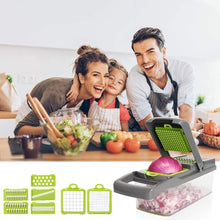 Load image into Gallery viewer, 2019 New High Quality German Blades Multi Function Vegetable Cutter &amp; Mandoline Slicer Adjustable 301 Stainless Steel Blades Onion Fruits Fries Tomato Cucumber Cheese Potato Fry Carrot Veggie Machine | Best Quality Mandoline Shredder| Vegetable Chopper Grater Salad Potato Chip Maker | Thin Thick Coarse Wave Strips Cut Buy Online
