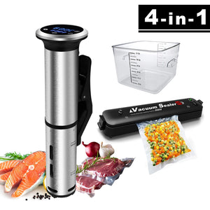 1000W Pro Sous Vide Cooker Machine + Automatic Vacuum Sealer Machine + Sous Vide Cooking Container + 15 Sealer Bags | Professional Chef Series Stainless Steel Sous Vide Immersion Circulator Heater for Sale Best Price Reviews Order Online Free Shipping Walmart Costco Amazon Best Buy Ebay Target Anova