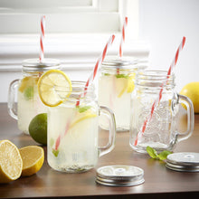 Load image into Gallery viewer, The H2O™ Country Series Glass Mason Jar Mug with Metal Lids and Straws, Set of 4, 15 oz-The H2O Water Bottles-The H2O™ Water Bottles - Buy Now Order For Sale Best Price Online Shop Purchase Review Amazon Walmart Best Buy Free Shipping
