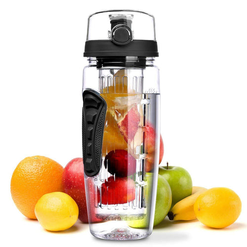 The H2O™ PLUS Easy Grip Fruit Infuser Water Bottle 32 oz-The H2O Water Bottles-Black-The H2O™ Water Bottles - Buy Now Order For Sale Best Price Online Shop Purchase Review Amazon Walmart Best Buy Free Shipping