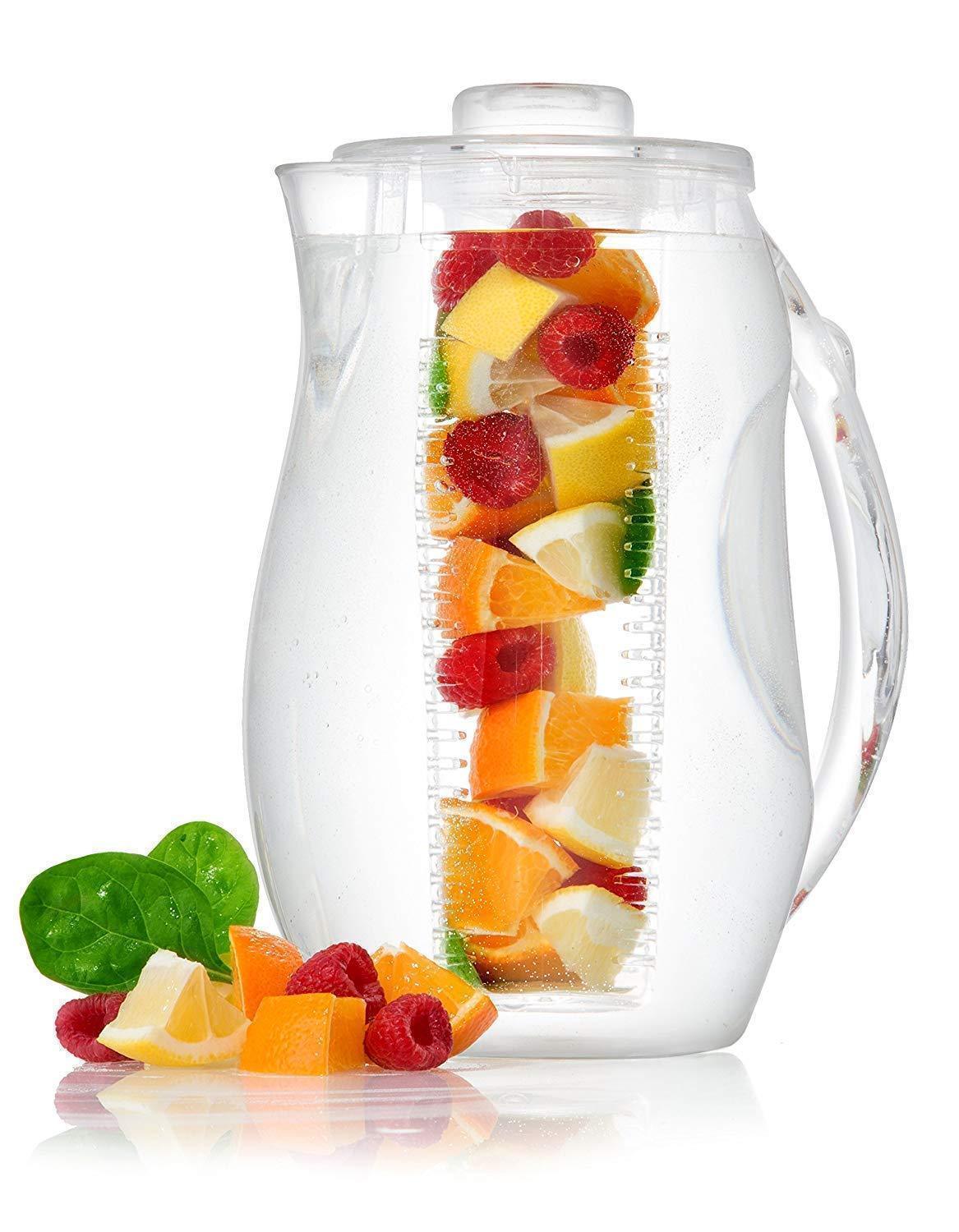  Water Infuser Pitcher – Fruit Infuser Water Pitcher By Home  Essentials & Beyond – Shatterproof Acrylic Pitcher – Elegant Durable Design  – Ideal for Iced Tea, Fruit Infused Water and Juice (